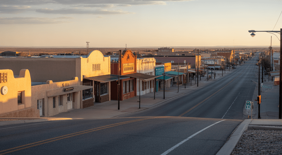 Quiet downtown street in Hobbs New Mexico.