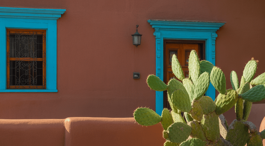 Colorful adobe home in Barrio Historico