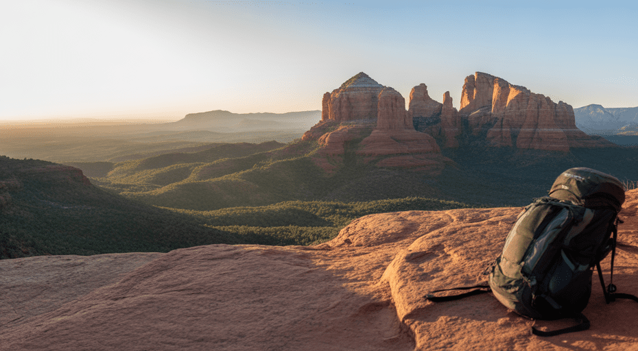 Quiet sunrise view of Sedona red rocks.