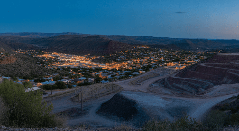 Panoramic dusk view of Bisbee Arizona