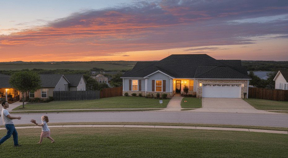 Father and daughter playing in Leander at sunset