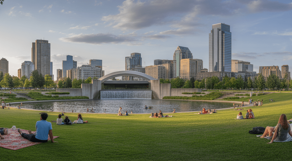 Locals relaxing in Bellevue Downtown Park