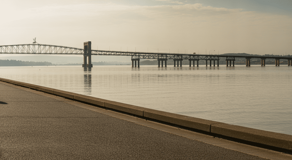 Vancouver Washington waterfront pier at sunset.