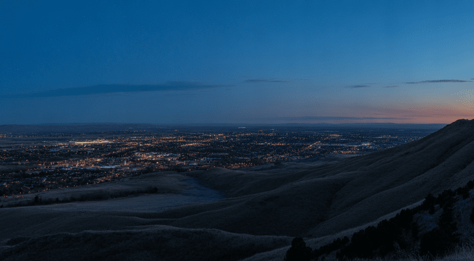 Dusk view of Boise from Table Rock.
