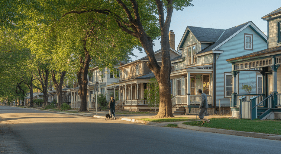 Quiet historic street in Carson City Nevada.