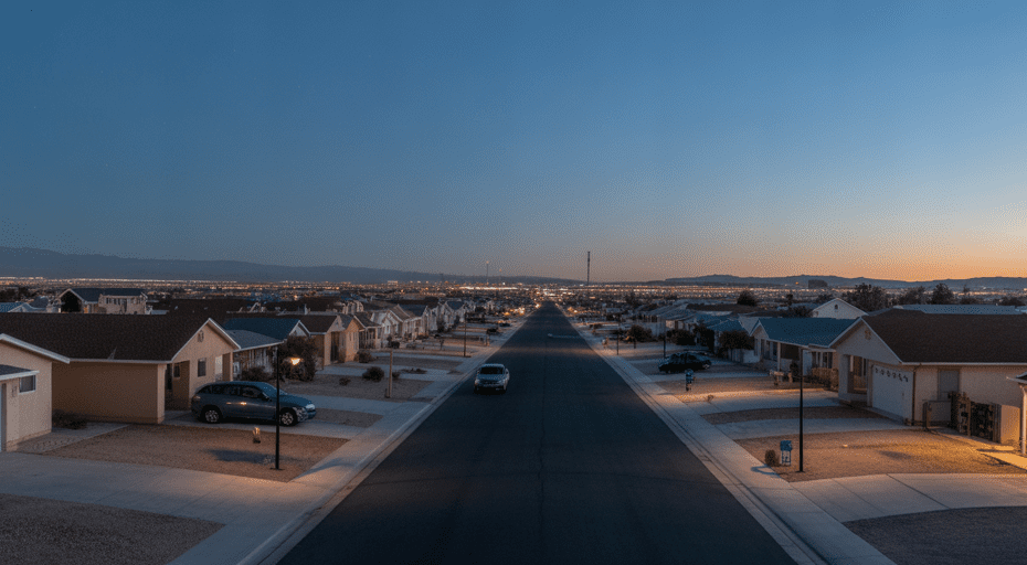 Quiet suburban street in North Las Vegas
