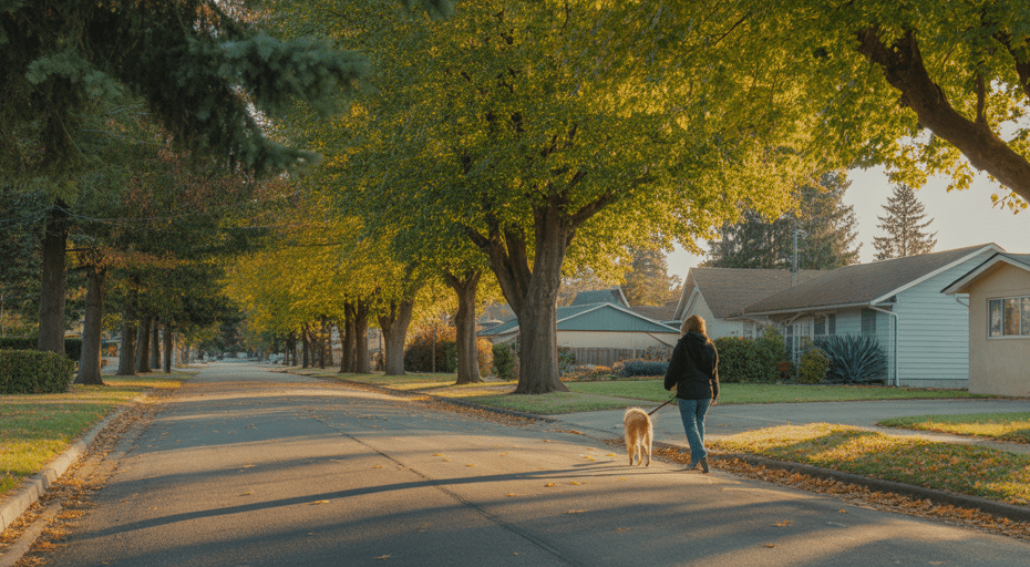 Quiet residential street in Spokane Valley