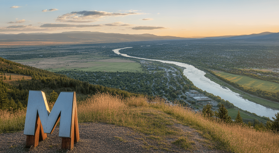 Sunset view over Missoula from Mount Sentinel
