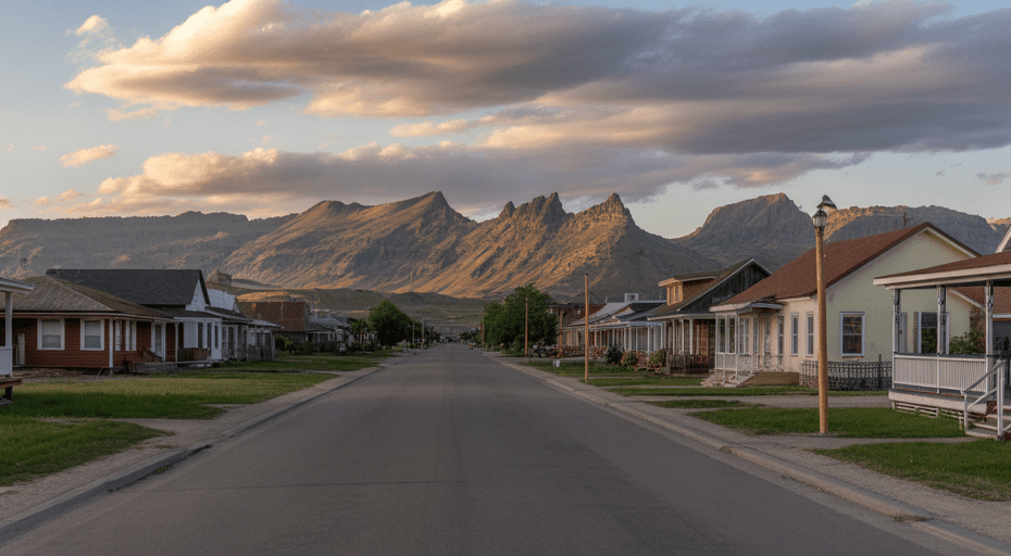 Quiet residential street in Cody Wyoming.
