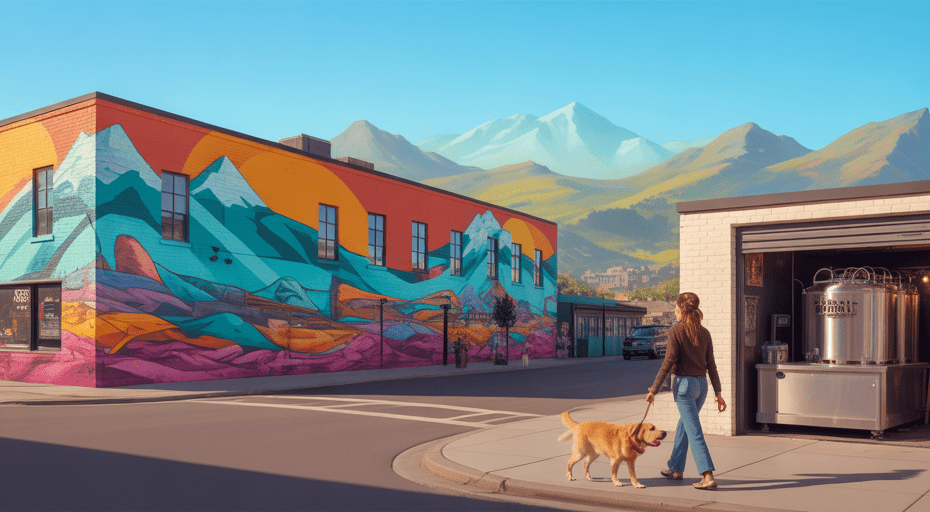 Vibrant street corner in Denver neighborhood.