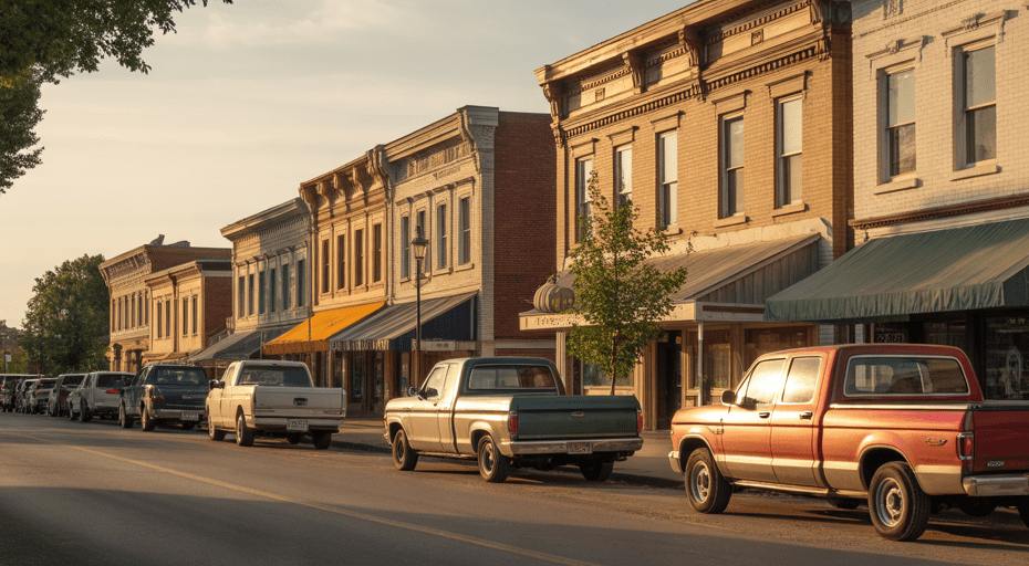 Quiet main street in Walhalla North Dakota.