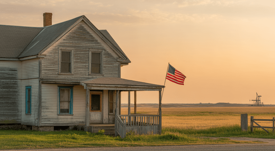 Dickinson North Dakota prairie cityscape at sunset